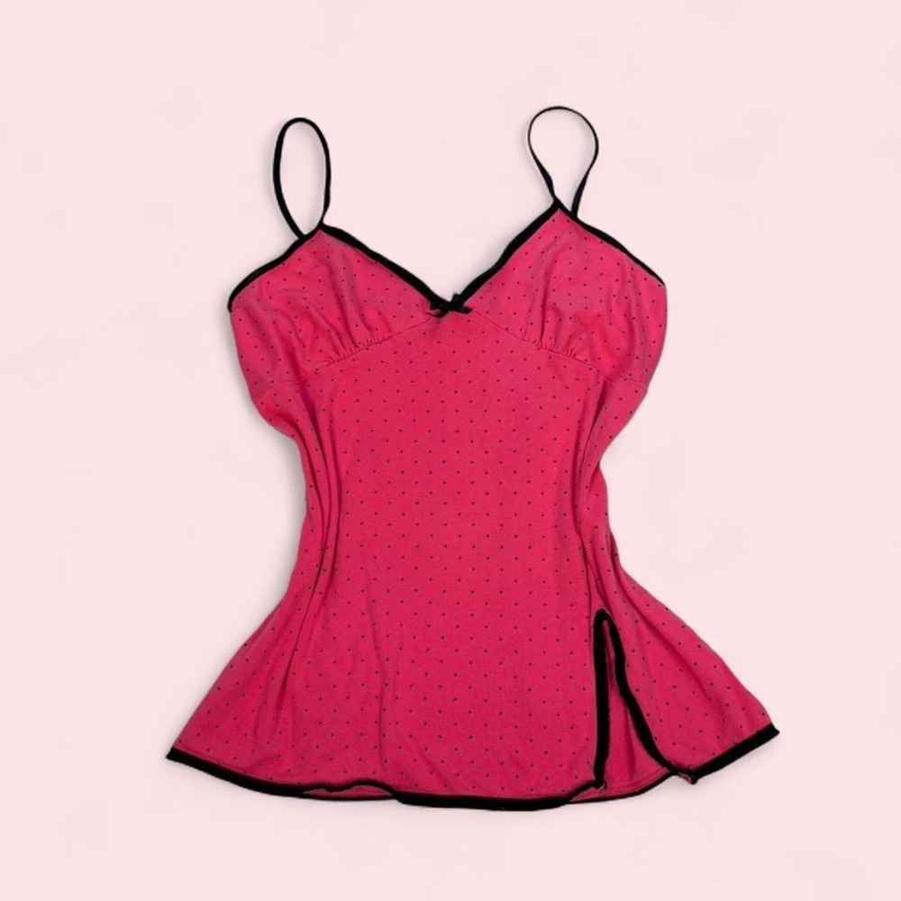 Vintage y2k Anchor Blue pink with black polka dots babydoll camisole tank top